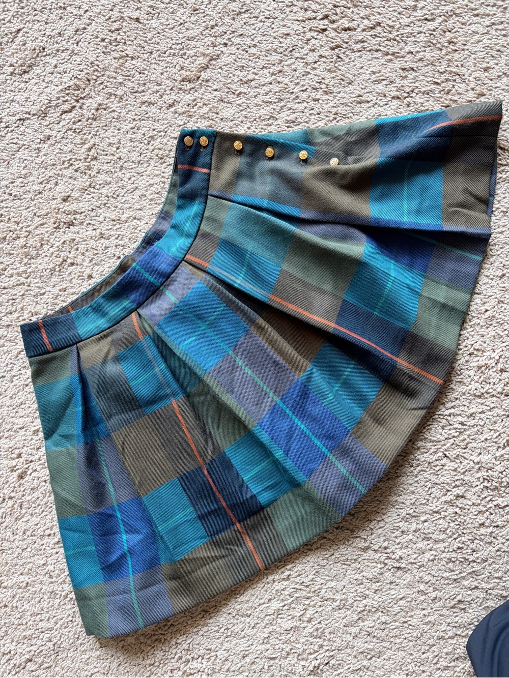 Tommy Hilfiger Plaid Pleated Mini Skirt in Green & Blue Sz 6